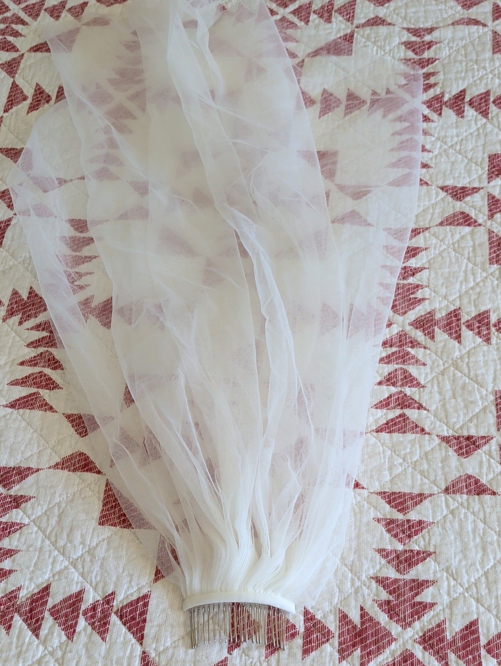 White Bridal Veil with Comb